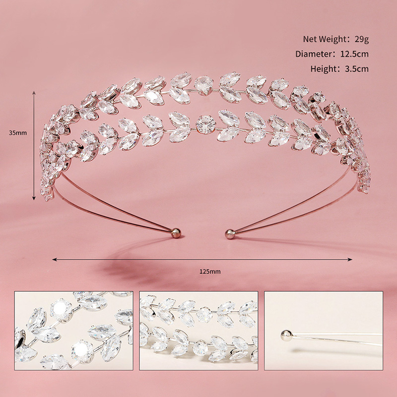 Zircon Headdress Wedding Headwear Accessories Silver headband — 9
