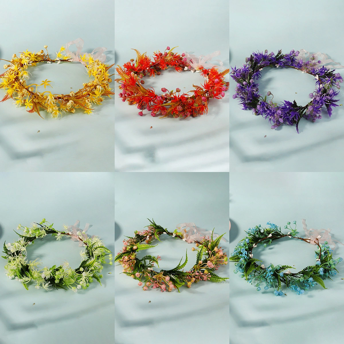 Elegante diadema de flores realista hecha a mano estilo bosque, corona de flores para novia y boda. 1