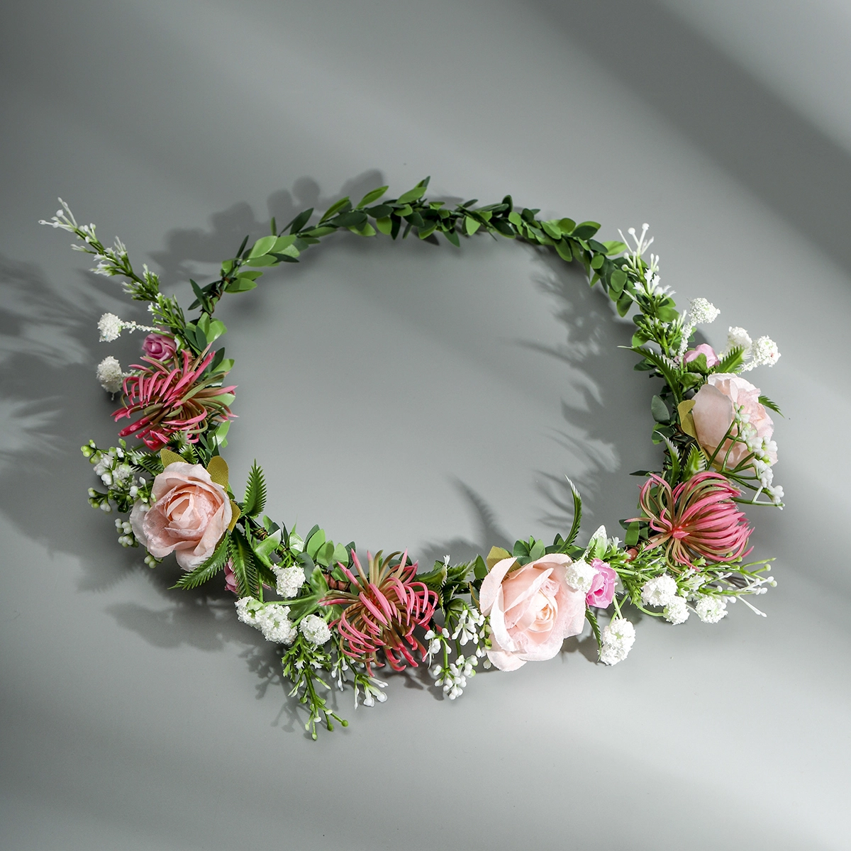 Corona de flores para novia de estilo forestal, venta al por mayor, exquisitos accesorios para el cabello con flores de tela de colores 1