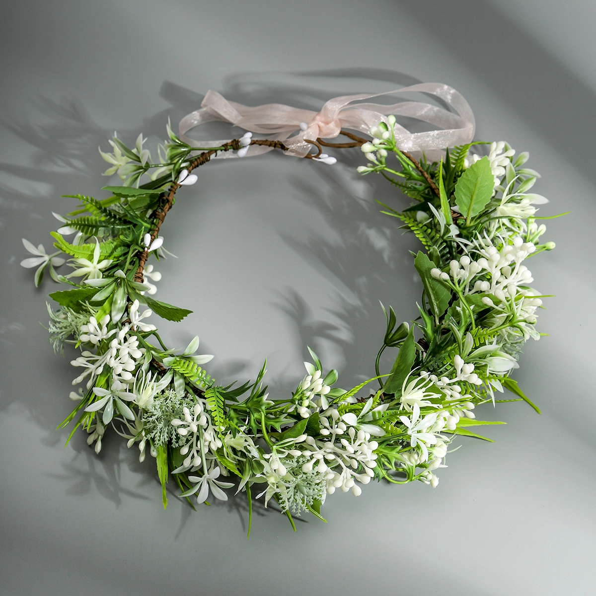 Elegante Pastoralen Stil Blume Crown Großhandel Braut Hochzeit Wald Grün Handgemachte Blume Kranz 1