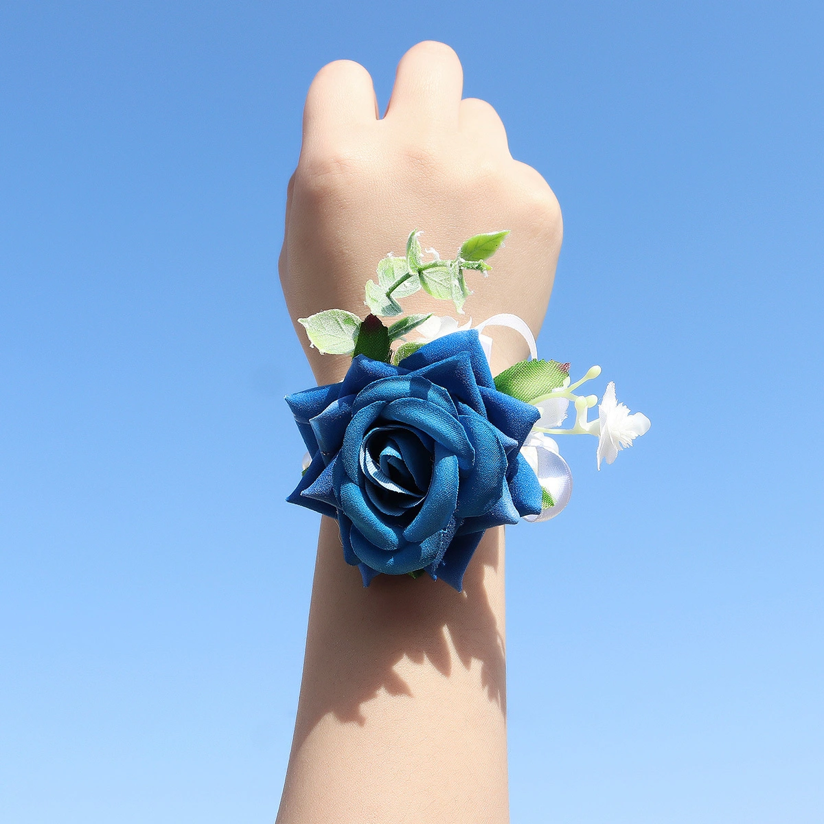 Elegante pulsera de perlas de imitación para boda, flor de muñeca, accesorios exquisitos para novia y dama de honor. 1