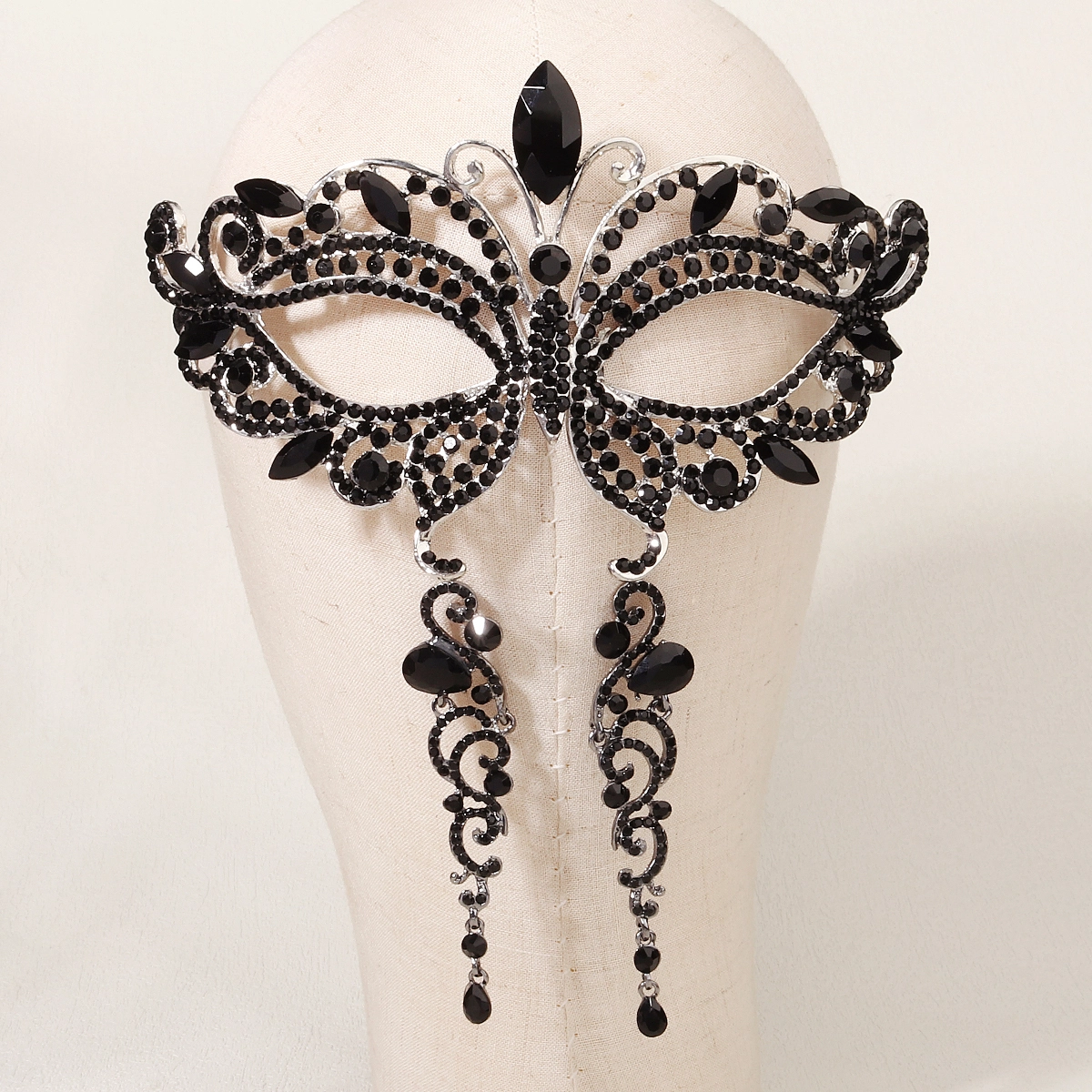 Masquerade Butterfly Mask Set Elegant Rhinestone Metal Mask Earrings Combo for Women Perfect for Party Prom Outfit Matching 1