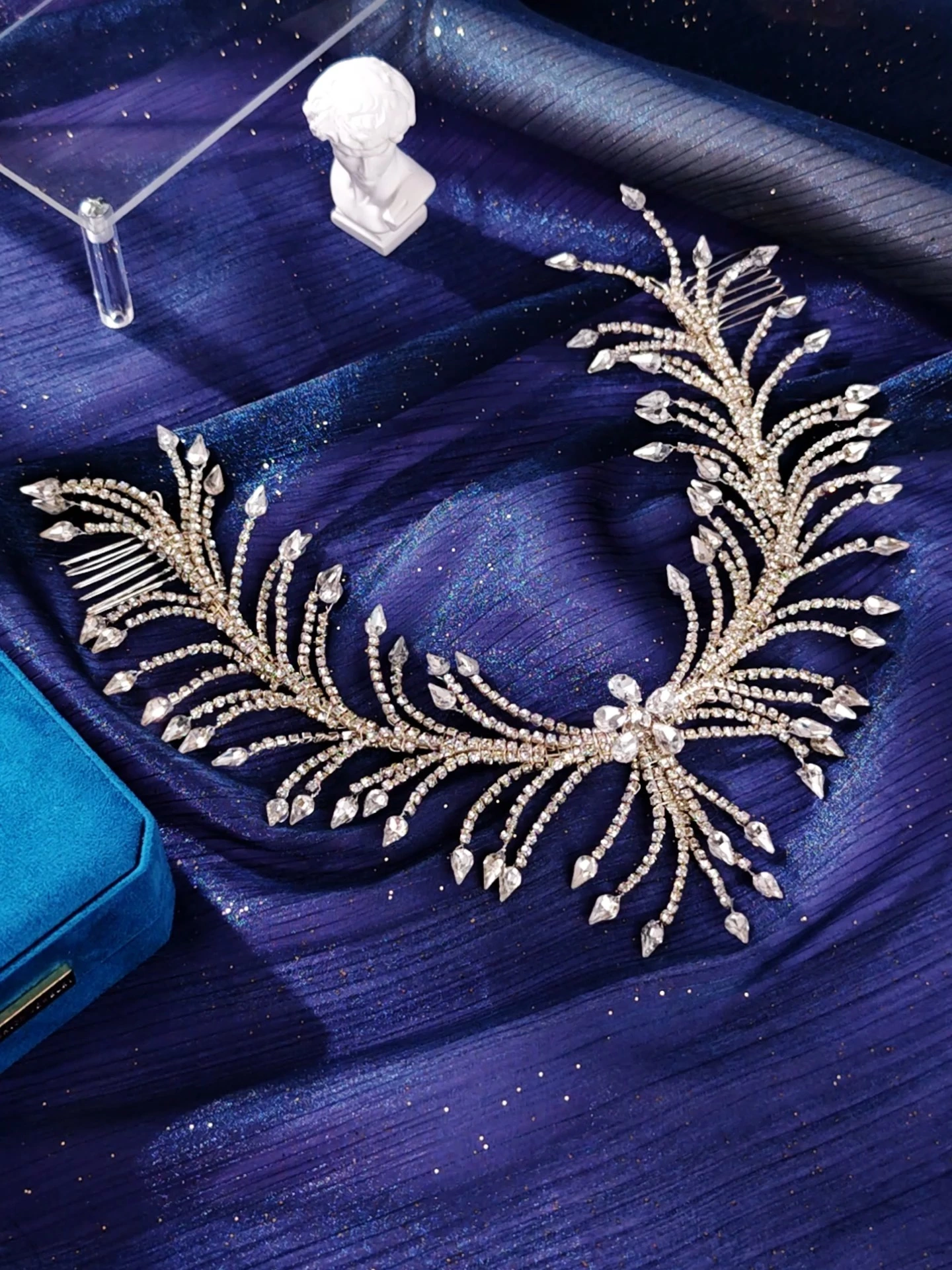 Exquisites Braut-Stirnband, Tropfenform, Strass, Blume, Quaste, Stirnband, luxuriöser, glänzender Hochzeitsschmuck 1