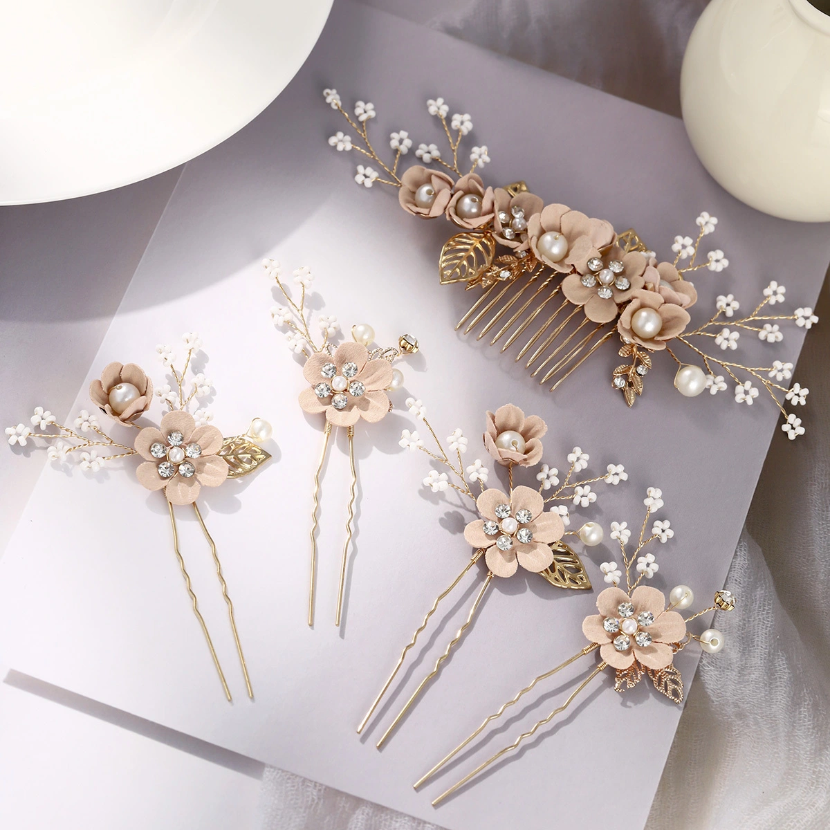 Mode Braut Kopfschmuck 5 Teile/satz Elegante Strass Blume Haarnadel Haar Kamm Handgemachte Hochzeit Schmuck 1