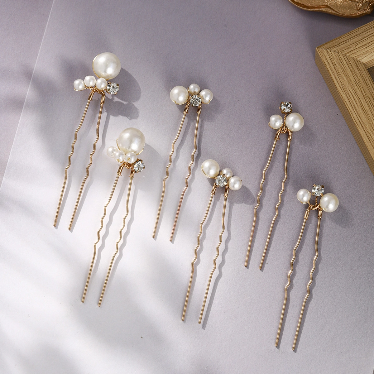 Minimalistischer Braut-Haarschmuck mit Perlen und Strasssteinen, Haarnadel für Bankett, Party, Hochzeit, geflochtene Frisuren 1
