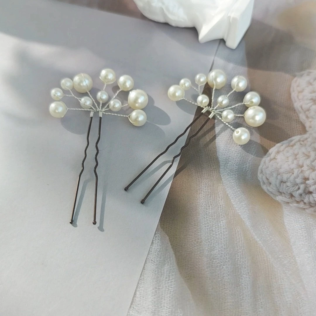 Einfache, handgefertigte Haarnadeln mit Imitationsperlen, 2 Stück – modische und vielseitige Haaraccessoires für den Alltag 1