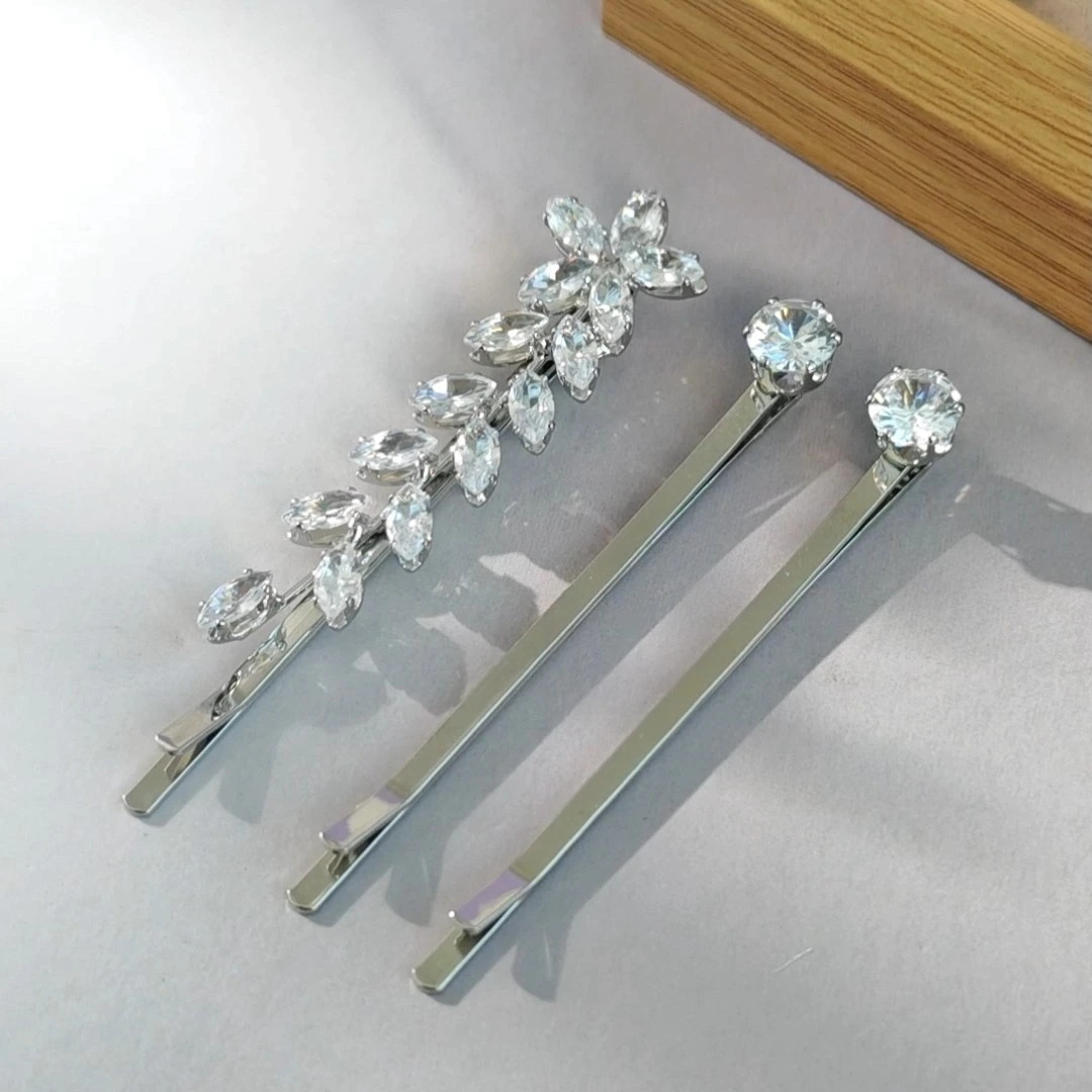 Juego de pinzas para el pelo de novia Happy Adorn con circonitas redondas, horquillas de moda para bodas, bailes de graduación y uso diario. 1